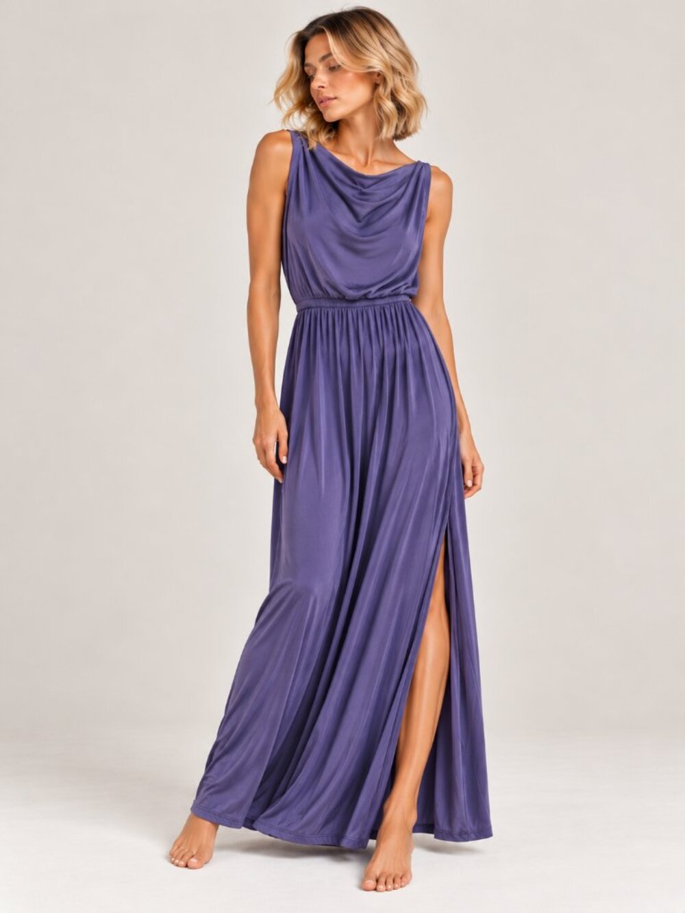 ⚡ Aritzia Babaton Purple Cowl Neck Lyocell Maxi Dress Large
